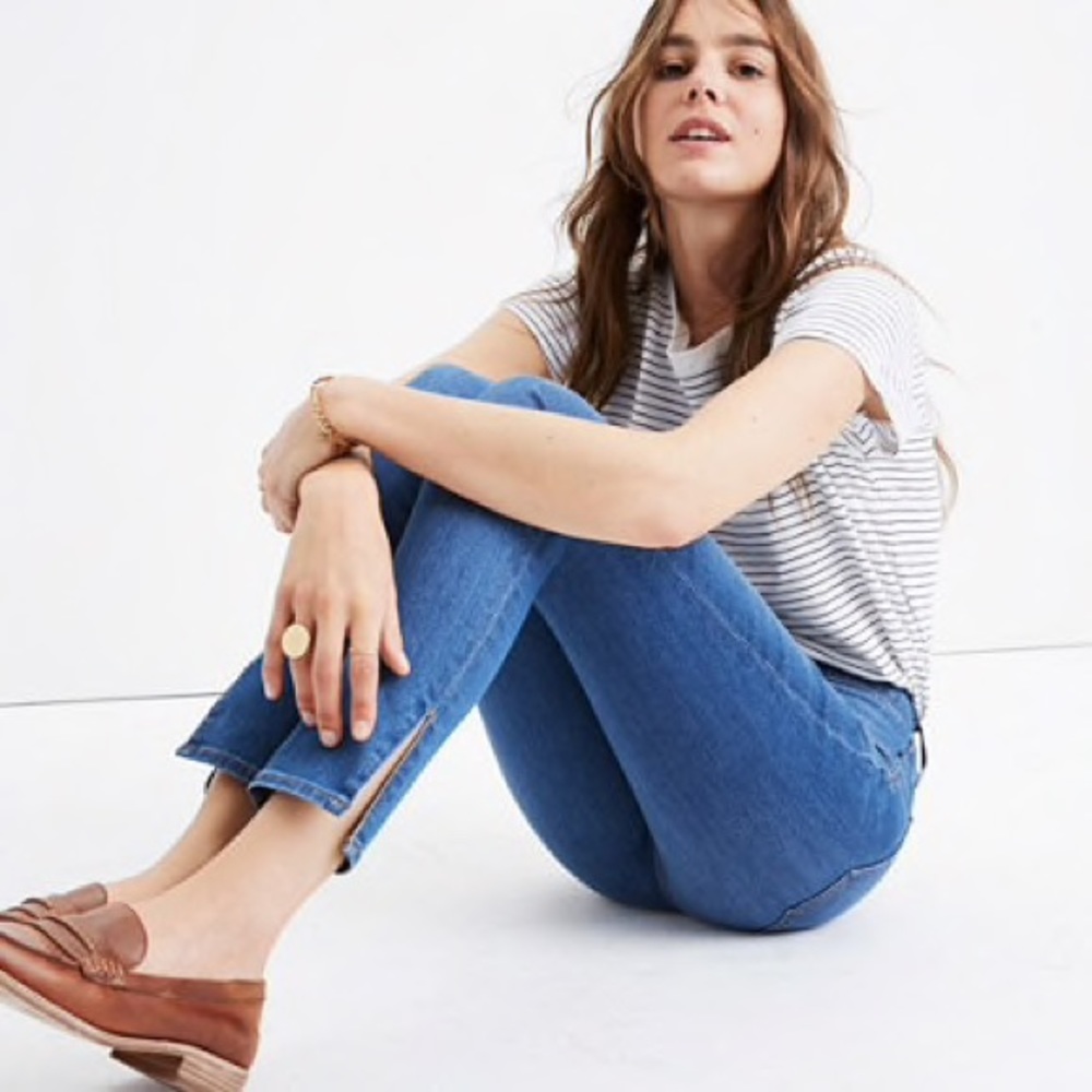 9” High Rise Skinny Jeans Side Slit Bonita Wash